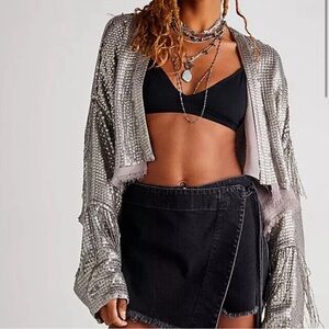 NWT Free People Sea Urchin Shrug / Silver size Large